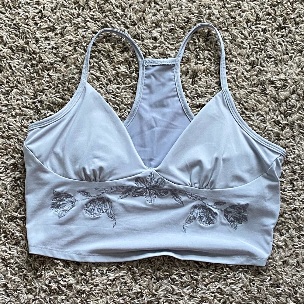 Flower Embroidered Fabletics Built in Bra Tank